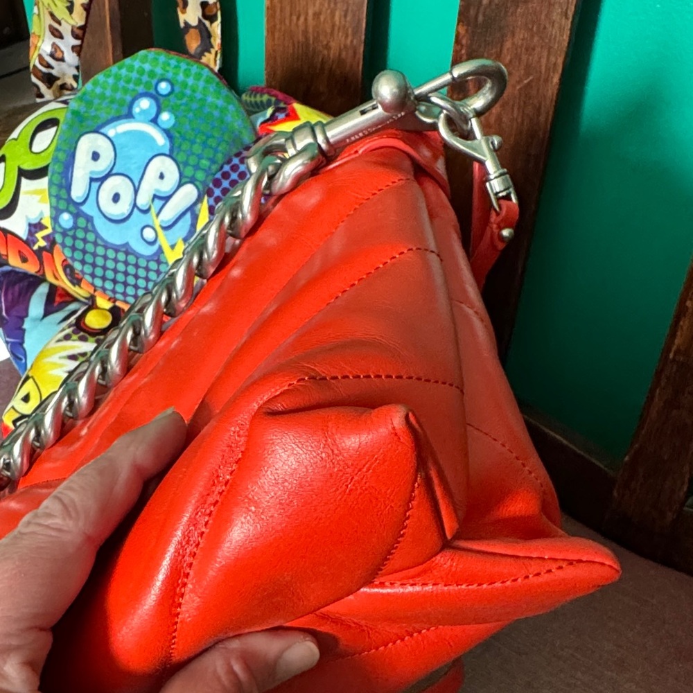 Rebecca Minkoff Bold Orange Crossbody Bag with Chain - Picture 8 of 12